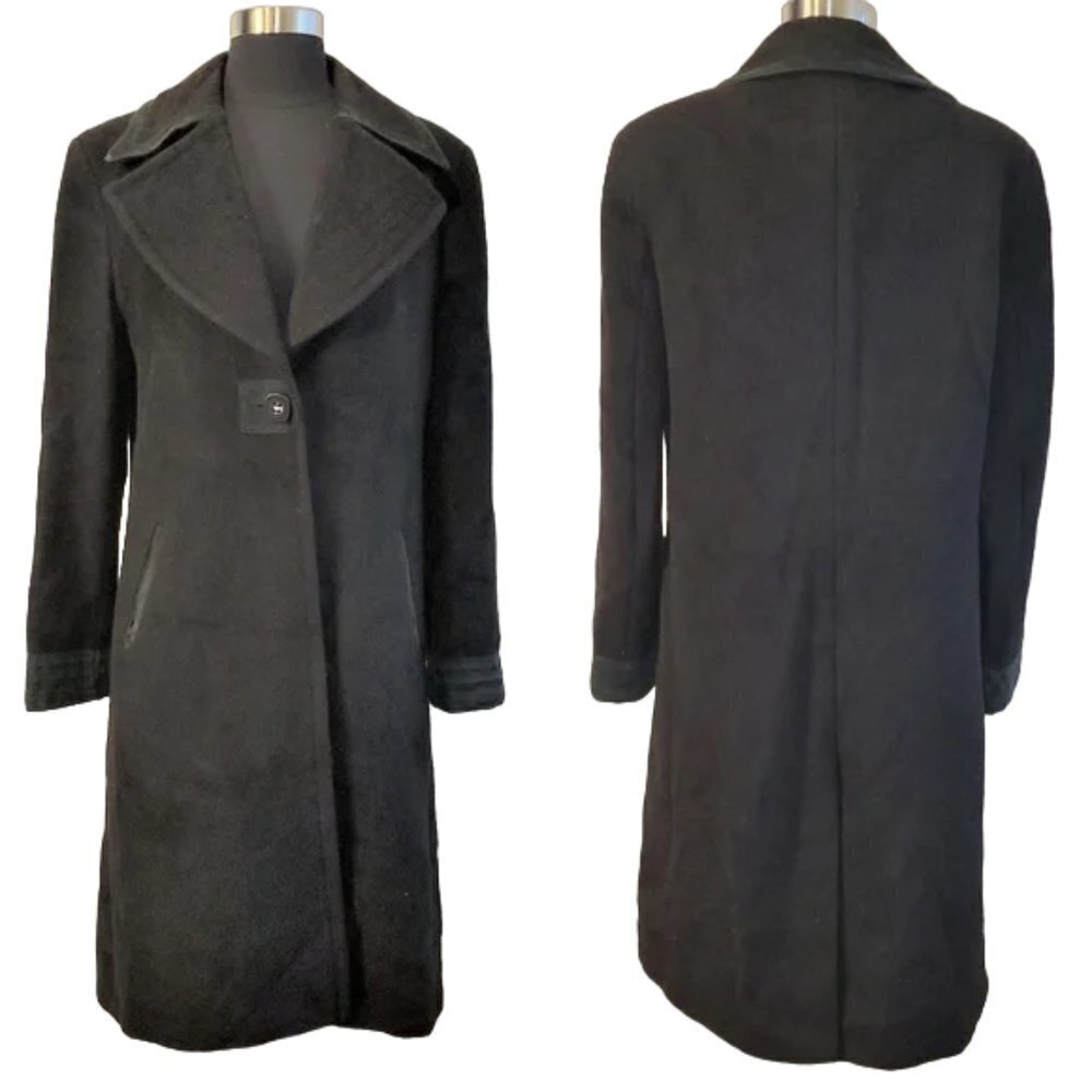 Alpaca 111 Suri Button Long Coat Green‎ Suede Trim